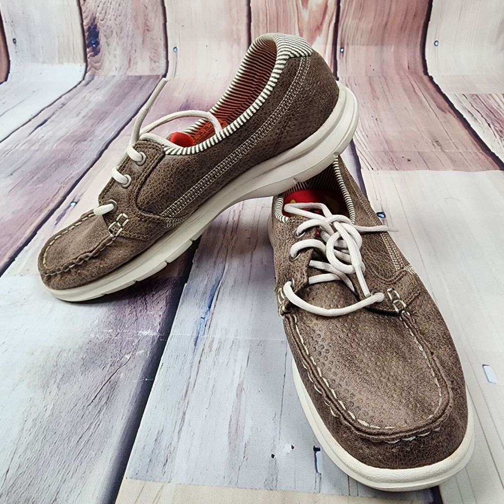 Women's SKECHERS GOGA MAX Size‎ 5 Brown SN14426 Athletic Shoes Laceup Accent